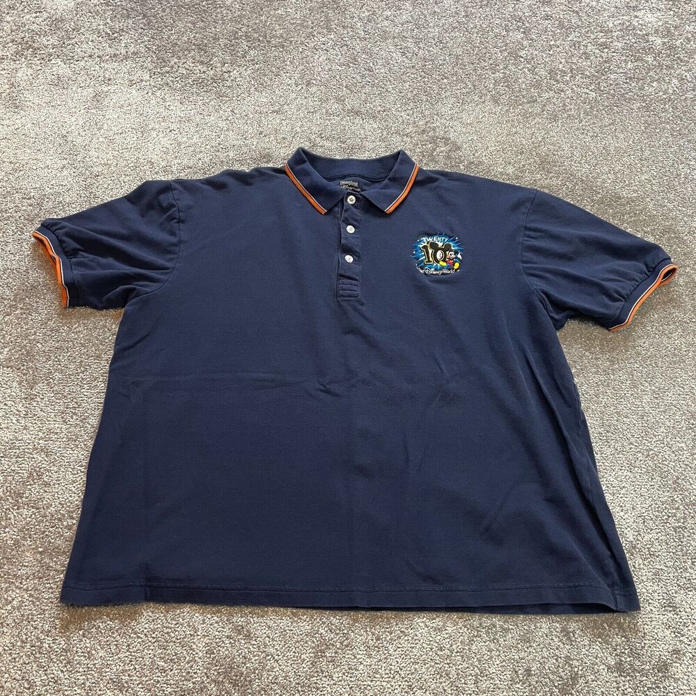Disney Resort Walt Disney World 2010 Polo Shirt Mens XL Blue Collared Stretch